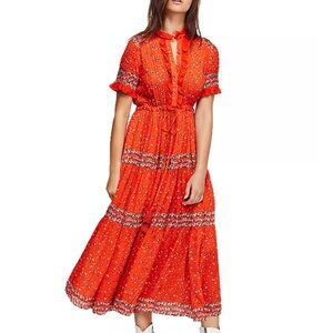 Free People Rare Feelings Tiered Pleated Maxi Dress